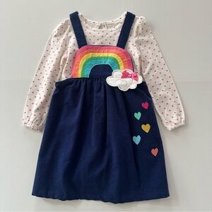 Nannette 4T Toddler Girl Rainbow Corduroy Dress & Top Heart Set Outfit